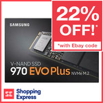 Samsung 1TB SSD 970 EVO Plus PCIe Gen 3 NVMe M.2 2280 SSD $78.40 ($76.44 eBay Plus) Delivered @ Shopping Express eBay