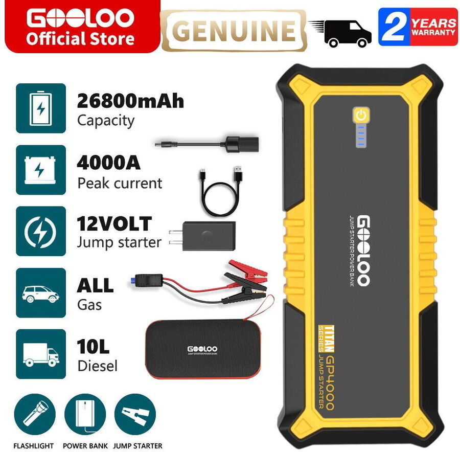 GOOLOO GP4000 4000A Peak Jump Starter $135.99 ($132.59 with  Plus)  Delivered @ Gooloo  - OzBargain