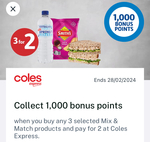 Buy Any 3 Selected Mix & Match Products at Coles Express & Pay for 2, Get 1,000 Bonus Points @ Flybuys (Activation Required)