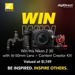 Win a Nikon Z30 with 16-50mm Lens and Content Creator Kit Worth $1,749 from digiDirect