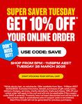 Extra 10% off Storewide Online Only + Delivery ($0 C&C/ $130 Order) @ Supercheap Auto