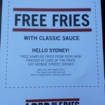 Free Fries at New Lord of The Fries Sydney Store!