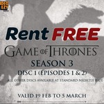 Rent Game of Thrones Season 3 Disc 1 FREE Overnight @ Video Ezy Express (Valid 19 Feb - 5 March)
