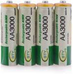 BTY Rechargeable 1.2v 3000mAh Ni-MH AA Battery (4-Pack) $3.95 + Free Shipping @ LightTake