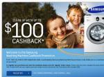 Up to $100 Cash Back for Samsung Washing Machine