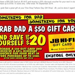 20% off Storewide (up to $20) @ JB Hi-Fi (up to $100) after Purchasing $50 Gift Card