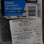 5kg Galvanised Clout Nails $7.29 at Bunnings