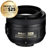 Nikon Nikkor AF-S DX 35mm f/1.8g Lens $193.85 after $25 Cash Back @ Ryda