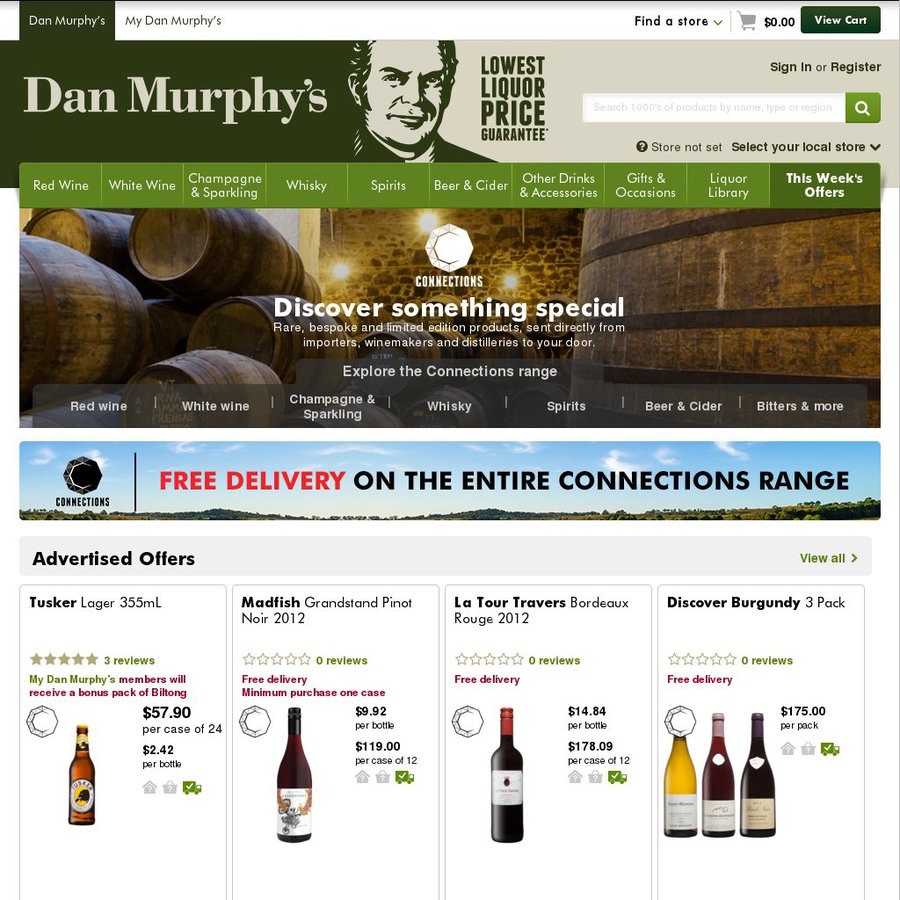 Dan Murphy's Free Delivery (No Min. Spend) on the Connections Range