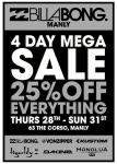 Billabong Surf Shop Manly - 25% off everything in store