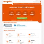 25% off 1st 3 Months of Any Amaysim UNLIMITED Product (Includes 1, 2, 5, 5+ and 8 GB, ? DATA)