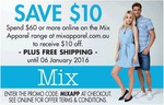Mix Apparel: $10 off $60+ Purchase [Online Only]