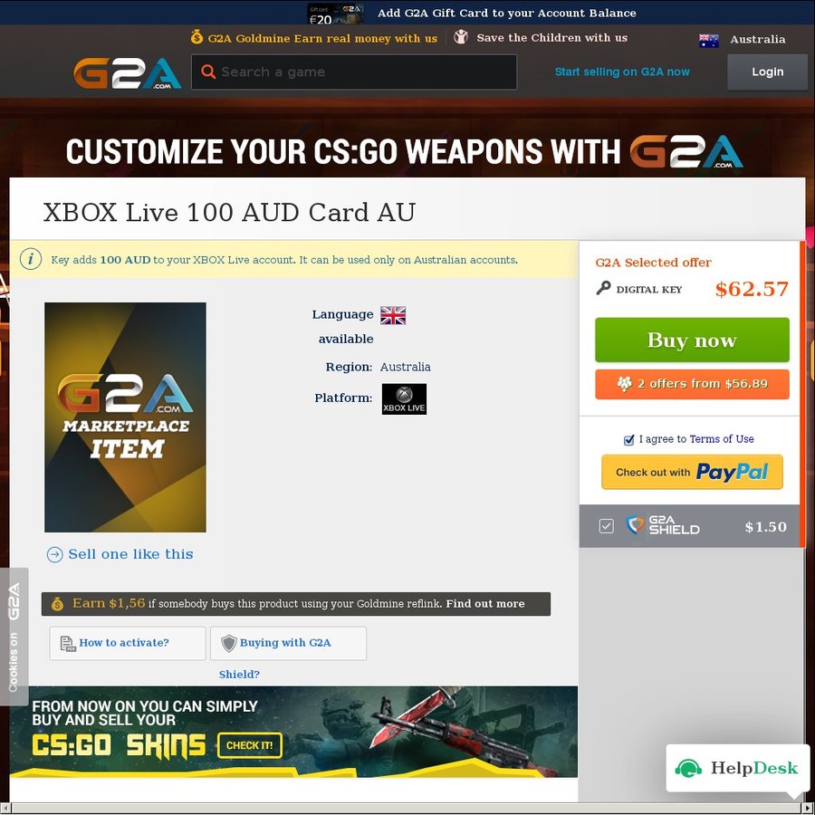 100 xbox live gift card 60 at g2a ozbargain