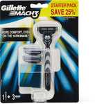 Gillette Mach3 Razor + 3 Blade Refills $6 (Save $6) at Big W
