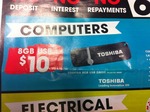 Toshiba 8GB USB Drive $10 Domayne