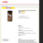 Coles Freeze Dried Coffee 200g $3 @ Coles
