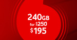 Vodaphone 365 Day 240gb plan | $195 w 90% ($175) cashback from Cashrewards