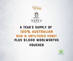 Win a Year’s Supply of Nature Nate’s Honey + $1,000 Woolworths Gift Voucher from Nature Nate’s