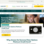 Suncorp Clear Options Platinum Credit Card: 130,000 Bonus Points after $3,000 Spend within 90 Days of Approval, $129 Annual Fee