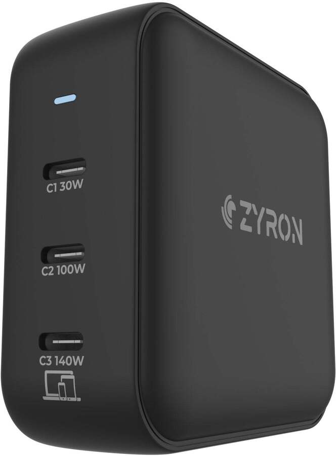 ZYRON 100W GaN Wall Charger  Fast USB C-Charger for Travel