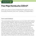 Free Mojo Kombucha 330ml (Everyday Rewards Member Boost Required) @ Woolworths