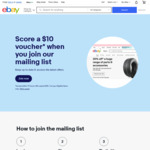 Join eBay Mailing List and Get a Voucher for $10 off $30 Minimum Spend @ eBay (New Subscribers)