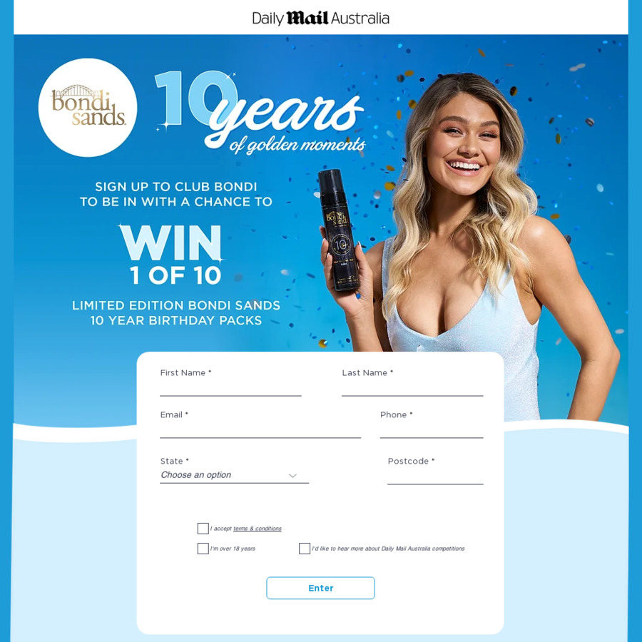 Win 1 of 10 bondi sands tanning packs worth 99 80 each from daily mail