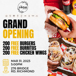 [VIC] Free Burger, Burritos & Chicken Wings from 5pm Friday (31/3) @ The Local Eatery Richmond