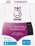 Poise 2-in-1 Period & Incontinence Undies Black Size 10-12 1 Pack $15 (Was $30) @ BIG W