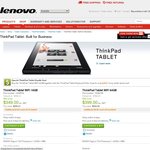 Lenovo ThinkPad Tablet 64GB Wi-Fi + Keyboard Folio Case Delivered for $399.15