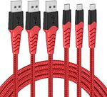 [Prime] AHGEIIY USB-A to USB-C Nylon Braided Cable 2m 3 Pack $6.97 Delivered @ AHGEIIY via Amazon AU