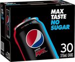 Pepsi Max, Pepsi, Sunkist, Schweppes Lemonade 375ml 30-Cans $23 ($20.70 S&S) + Delivery ($0 with Prime/ $59 Spend) @ Amazon AU