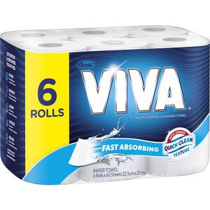 VIVA Paper Towels 6 Count $4 @ Woolworths