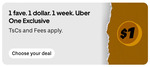 [Uber One] $1 Deals (Selected Restaurants) @ Uber Eats