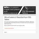 Win a Custom 2-Piece Suit worth $2000 from YSG Tailors (Victoria)