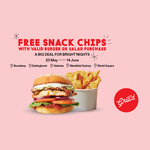 [NSW] Free Snack Chips with Any Burger or Salad @ Grill'd (Westfield Sydney, Galeries, Darlinghurst, Broadway, World Square)
