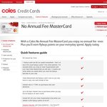 No Annual Fee Rewards Mastercard (Flybuys) - Coles No Annual Fee MasterCard