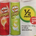 Pringles Varieties Half Price $1.99 at Woolworths (save $2.00)