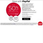 Up to 50% off Flights to KL with AirAsia.com When Paying with PayPal