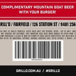 FREE Mountain Goat Beer with Grill'd Burger @ Grill'd [Fairfield, VIC]