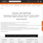 [Ezibuy] Spend $60 and Get $20 off for New Customers ($9.99 delivery or Free Delivery over $160)