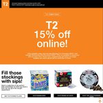 T2 Tea Store 15% off Online. $10 Standard Shipping in Aust