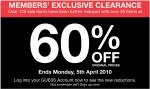 GUESS online member clearance - over 50 items 60% OFF