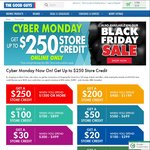 Get $10 - $250 Store Credit with $50 - $1200+ Spend @ The Good Guys Online (Cyber Monday)