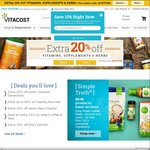 Vitacost 20% off Vitamins, Supplements and Herbs