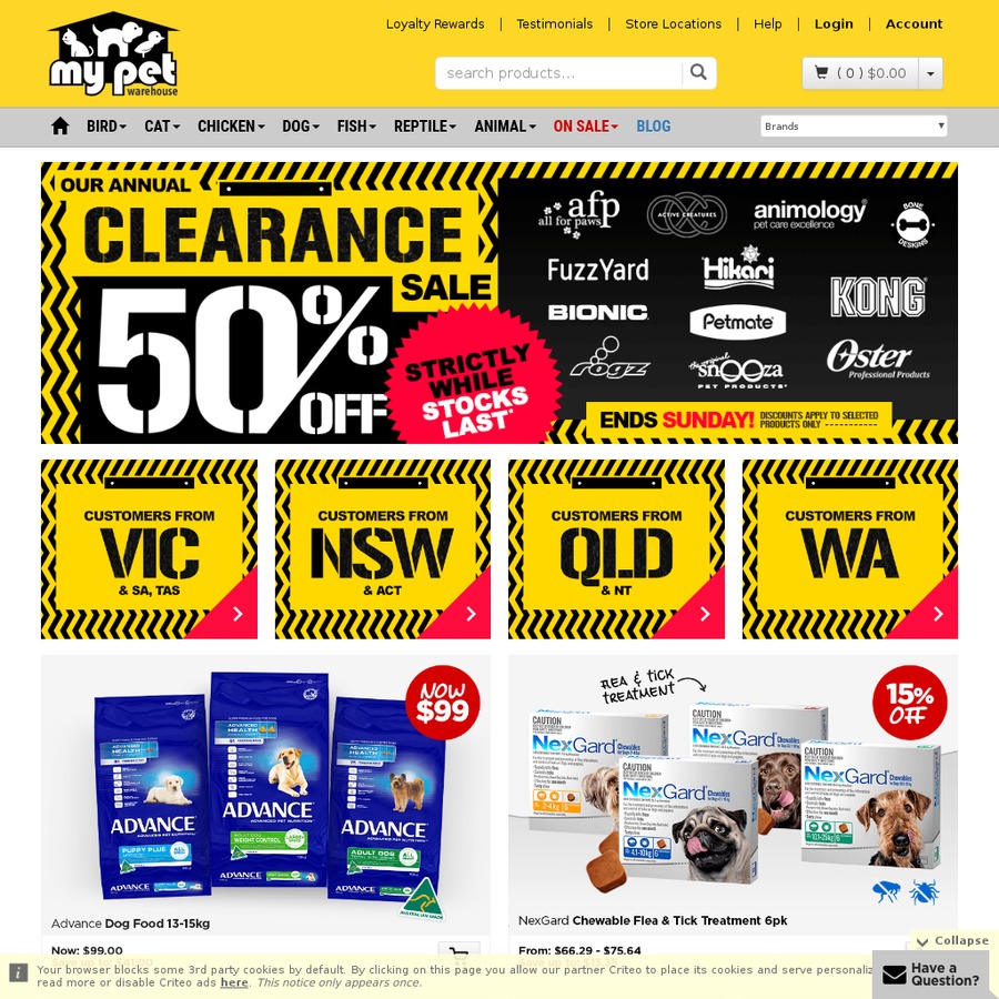 My Pet Warehouse - 50% off Clearance Sale (Online and In-store) - OzBargain