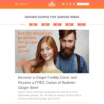 Free Carton of Buderim Ginger Beer When You Donate to a Fertility Clinic [Must Be 21 Years+ with Naturally Red or Ginger Hair]