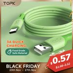 TOPK Micro USB Cable 0.5m US$0.84 (~A$1.16), TOPK USB Type-C Cable 0.5m US$0.87 (~A$1.20) Delivered @ TOPK AliExpress