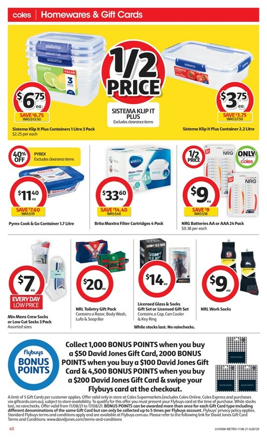 2000 Bonus Flybuys Points with Minimum $100 Officeworks Gift Card Purchase  @ Coles - OzBargain