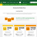 $150 365-Day Prepaid Mobile Plan (Unlimited Calls & Texts, 100GB Data, eSIM-Compatible) @ Woolworths Mobile